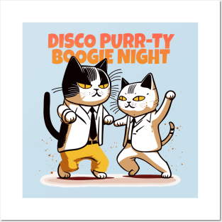 cat disco party Posters and Art